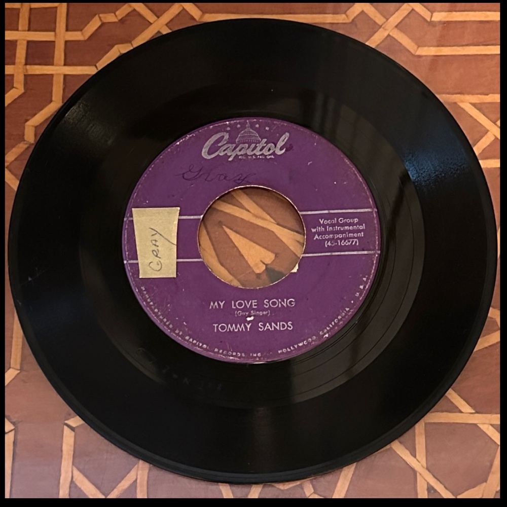 Vintage Tommy Sands 1950’s 45 RPM Vinyl Record - Picture 3 of 4